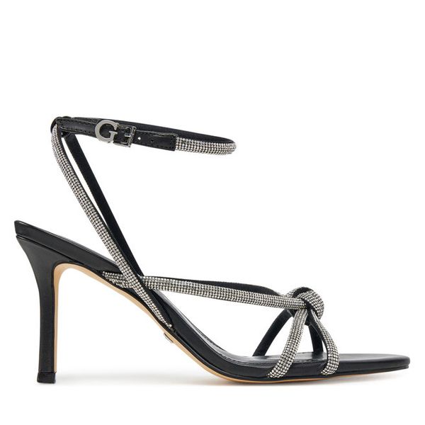 Sandały Guess. Czarne sandały damskie Guess, z aplikacjami, bez obcasa, na szpilce, bez zapięcia. Za 419.99 zł.