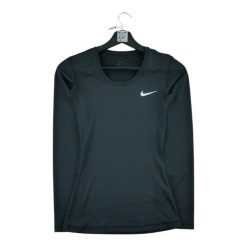 Second life - Nike koszulka damska Dri-Fit - Jak nowy. Czarne koszulki sportowe damskie Nike, l, bez wzorów, z materiału, bez kołnierzyka, bez ramiączek, na fitness i siłownię, dri-fit (nike). Za 106.46 zł.