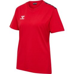 Koszulka damska Hummel Authentic. Czerwone t-shirty damskie Hummel, l, bez wzorów, sportowe, bez kołnierzyka. Za 185.50 zł.
