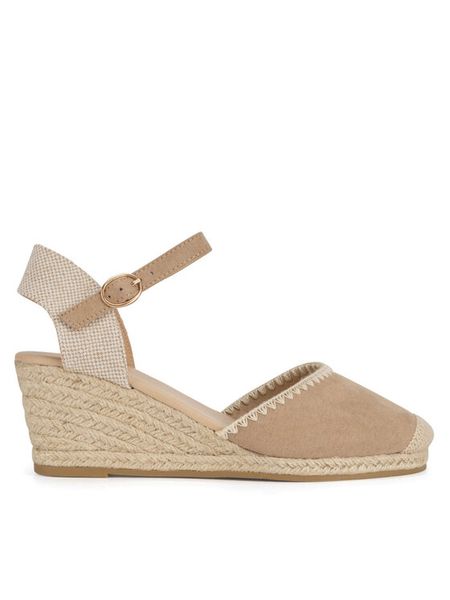Jenny Fairy Espadryle WYL2610-1 Beżowy. Brązowe sandały damskie Jenny Fairy, bez wzorów, z materiału, bez obcasa, bez zapięcia. Za 69.99 zł.
