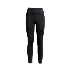 OLIMPIA Legginsy kompresyjne Slim – model taliowany z wycinanymi laserowo detala. Czarne legginsy damskie IZAS, s, bez wzorów, z materiału, na fitness i siłownię. Za 182.57 zł.
