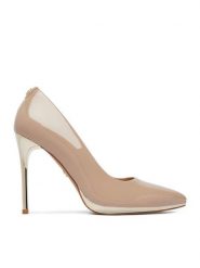 Nine West Szpilki EO-CD25-218-1 Beżowy. Brązowe szpilki damskie Nine West, bez wzorów, z materiału, bez obcasa, bez zapięcia. Za 289.99 zł.