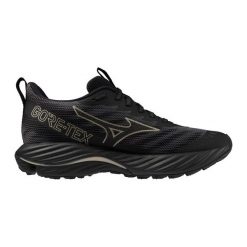 Damskie buty do biegania Mizuno Wave Rider GTX 2. Czarne obuwie sportowe damskie Mizuno, bez wzorów, do biegania, mizuno wave. Za 499.99 zł.