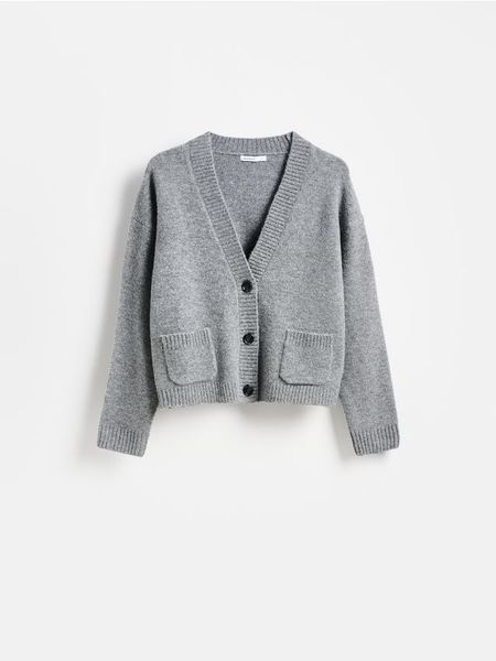 Kardigan z guzikami - szary. Szare kardigany damskie Reserved, l, bez wzorów, z dzianiny. Za 119.99 zł.