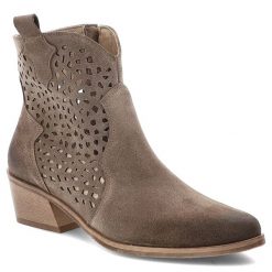 Brązowe Kowbojki Armodo Stylowe Obuwie Damskie Na Obcasie. Brązowe kozaki damskie Armodo, z jeansu, bez obcasa, na obcasie. Za 429.00 zł.