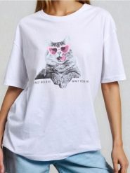 Koszulka z krótkim rękawem - biały. Białe t-shirty damskie Sinsay, l, bez wzorów, bez kołnierzyka. Za 19.99 zł.