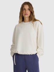 4F Bluza dresowa nierozpinana z modalem damska - biała XL. Białe bluzy sportowe damskie 4f, uniwersalny, bez wzorów, z dresówki, bez kaptura. W wyprzedaży za 149.99 zł.