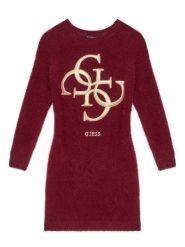 Guess Sukienka dzianinowa J5BK08 Z0720 Czerwony Regular Fit. Czerwone sukienki dla dziewczynek Guess, z aplikacjami, z dzianiny, bez ramiączek. Za 199.99 zł.