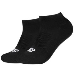 Skarpetki sportowe dla dorosłych 2PPK Basic Cushioned Sneaker Socks. Czarne skarpety damskie Skechers, bez wzorów, z bawełny. Za 29.99 zł.
