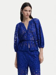 Desigual Bluzka 25SWBW24 Niebieski Regular Fit. Niebieskie bluzki damskie Desigual, s, bez wzorów, z syntetyku, bez kołnierzyka, bez ramiączek. Za 229.99 zł.