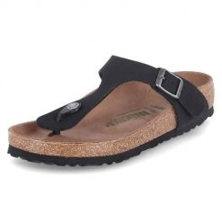 Japonki damskie Birkenstock Gizeh BS. Czarne klapki damskie Birkenstock, bez wzorów, z materiału, bez obcasa. Za 349.00 zł.