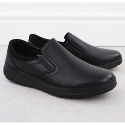 Półbuty męskie eleganckie wsuwane czarne Unisoft 7155. Czarne eleganckie półbuty ze skóry ekologicznej, eleganckie, bez zapięcia. Za 330.73 zł.