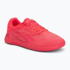Buty treningowe damskie Reebok Nano X5. Czerwone obuwie sportowe damskie Reebok, bez wzorów, z gumy, na fitness i siłownię. Za 509.99 zł.