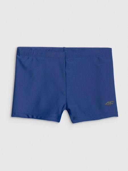 4F Kąpielówki chłopięce - granatowe 158/164 (12-14 lat). Niebieskie kąpielówki dla chłopców 4f, bez wzorów, z elastanu. W wyprzedaży za 29.99 zł.