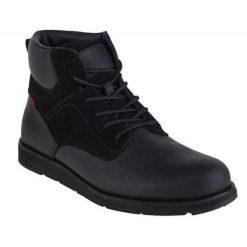 Botki Męskie Skóra Pełnoziarnista Jax Plus. Czarne botki męskie Levi's, bez wzorów, z gumy, z okrągłym noskiem, bez zapięcia. Za 647.99 zł.