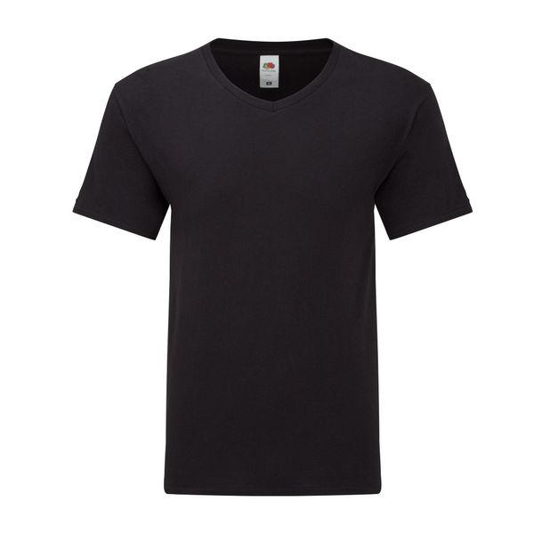 Męska Koszulka Z Dekoltem V Iconic 150. Czarne koszulki sportowe męskie Fruit of the Loom, m, bez wzorów, bez kołnierzyka, bez ramiączek, trekkingowe. Za 36.99 zł.