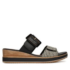 Klapki Remonte. Czarne klapki damskie Remonte, bez wzorów, bez obcasa. Za 349.99 zł.