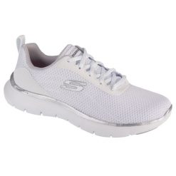 Buty do chodzenia damskie Skechers Flex Appeal 5.0. Białe obuwie sportowe damskie Skechers, bez wzorów, z tkaniny, trekkingowe. Za 349.55 zł.