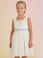 Abel & Lula Sukienka elegancka 5033 Écru. Sukienki dla dziewczynek Abel & Lula, bez wzorów, z syntetyku, eleganckie, bez ramiączek. Za 449.99 zł.