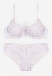 Biały Koronkowy Komplet Majtki Figi i Biustonosz Eziselle. Białe biustonosze Renee, bez wzorów, z jeansu. Za 39.99 zł.