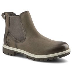Brązowe Botki Tamaris Damskie Wygodne Modne Obuwie. Brązowe botki damskie Tamaris, na wiosnę, z materiału, bez obcasa, na obcasie, bez zapięcia. Za 259.00 zł.