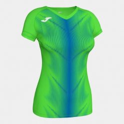 Koszulka z krótkim rękawem damska Joma Olympie. Niebieskie koszulki sportowe damskie Joma, xs, bez wzorów, z materiału, bez kołnierzyka, bez ramiączek, na fitness i siłownię. W wyprzedaży za 86.80 zł.