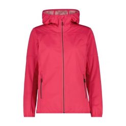 Damska wodoodporna kurtka softshell CMP. Czerwone kurtki damskie CMP, xl, bez wzorów, z softshellu, bez kaptura, trekkingowe. Za 387.05 zł.