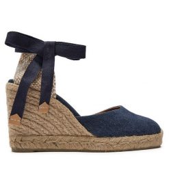Espadryle Castañer. Niebieskie sandały damskie Castañer, bez wzorów, bez obcasa, bez zapięcia. Za 339.99 zł.
