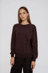 Bluza z dżetami brązowa. Brązowe bluzy damskie MOODO, l, bez wzorów, z bawełny, bez kaptura. Za 129.99 zł.