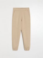 Spodnie dresowe regular fit - beżowy. Brązowe spodnie sportowe męskie Sinsay, l, bez wzorów, z dresówki. Za 49.99 zł.