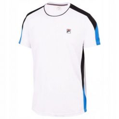 Koszulka tenisowa Fila T-shirt Gabriel. Białe koszulki sportowe męskie Fila, m, bez wzorów, z materiału, bez kołnierzyka, bez ramiączek, tenisowe. Za 113.99 zł.