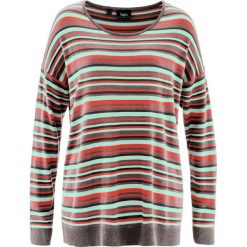 Sweter bonprix jasny miętowy w paski. Zielone swetry damskie bonprix, z okrągłym kołnierzem. Za 37.99 zł.