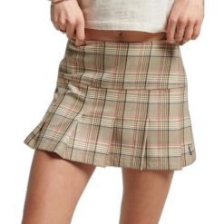 Damska spódnica w kratę z półprześwitem Superdry. Szare spódnice damskie Superdry., uniwersalny, bez wzorów. Za 305.55 zł.