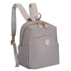 Szary plecak damski z nylonu i skóry ekologicznej z kieszonką zewnętrzną - Peterson. Szare plecaki damskie Peterson, bez wzorów, z nylonu. Za 99.99 zł.
