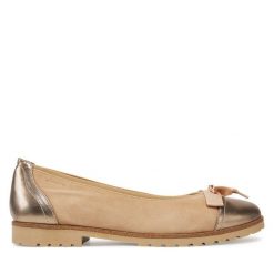Baleriny Tamaris. Brązowe baleriny damskie Tamaris, bez wzorów, bez obcasa. Za 199.99 zł.