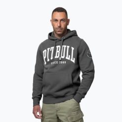 Bluza męska Pitbull Norton Hooded. Szare bluzy sportowe męskie PITBULL, m, bez wzorów, z bawełny, bez kaptura, na fitness i siłownię. Za 169.99 zł.