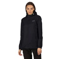 Kurtka Wodoodporna Damska Pack It III. Czarne kurtki damskie Regatta, xl, bez wzorów, z materiału, z kapturem. Za 161.99 zł.