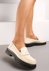 Beżowe Minimalistyczne Mokasyny na Grubej Podeszwie Sakucca. Brązowe mokasyny damskie Renee, eleganckie. Za 59.99 zł.