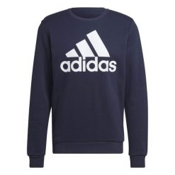 Bluza z dużym logo adidas Essentials. Niebieskie bluzy męskie Adidas, s, bez wzorów, z bawełny, bez kaptura, na fitness i siłownię. Za 194.99 zł.