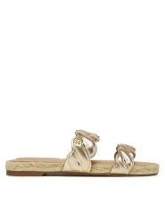 Tommy Hilfiger Klapki Metallic Rope Espadrille Mule FW0FW08670 Złoty. Żółte klapki damskie Tommy Hilfiger, bez wzorów, ze skóry, bez obcasa. Za 251.99 zł.