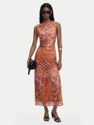 Desigual Sukienka koktajlowa Lua 25WWVK26 Pomarańczowy Slim Fit. Brązowe sukienki damskie Desigual, l, bez wzorów, z syntetyku, wizytowe, bez kołnierzyka, bez ramiączek. Za 539.99 zł.