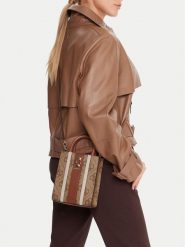 Guess Torebka Erenia Mini HWSO78 38750 Beżowy. Brązowe torebki do ręki damskie Guess, z aplikacjami, ze skóry, bez dodatków. Za 339.99 zł.