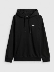 4F Bluza dresowa regular z kapturem męska - czarna S. Czarne bluzy męskie 4f, m, bez wzorów, z dresówki, z kapturem. Za 169.99 zł.