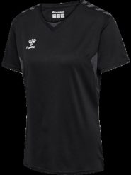 Hummel T-shirt S/S hmlAUTHENTIC PL JERSEY S/S WOMAN. Czarne t-shirty damskie Hummel, s, bez wzorów, z jersey, bez kołnierzyka. Za 126.41 zł.