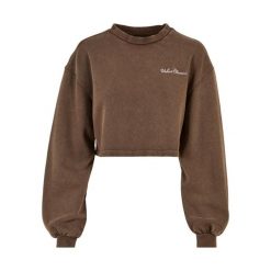 Bluza kołnierz rong krótka frotte z małymi haftami dla kobiet Urban Classics. Brązowe bluzy damskie Urban Classics, bez wzorów, bez kaptura. Za 252.00 zł.