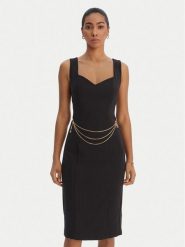 Fracomina Sukienka koktajlowa FR26SD2017W42901 Czarny Slim Fit. Czarne sukienki damskie Fracomina, l, bez wzorów, z syntetyku, wizytowe, bez kołnierzyka, bez ramiączek. Za 699.99 zł.