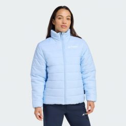 Kurtka Terrex Multi Essentials Insulated. Niebieskie kurtki damskie Adidas, uniwersalny, bez wzorów, z puchu, bez kaptura, trekkingowe, climawarm (adidas). Za 399.00 zł.