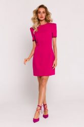 Fuksja Mini Sukienka z ozdobnymi Rękawami. Czerwone sukienki damskie MOE, l, bez wzorów, z elastanu, wizytowe, bez kołnierzyka, bez ramiączek, mini. Za 299.90 zł.