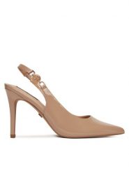 Nine West Szpilki CD23029-2 Beżowy. Brązowe sandały damskie Nine West, bez wzorów, z materiału, bez obcasa, bez zapięcia. Za 249.99 zł.