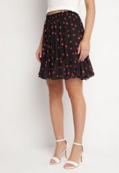Czarno-Czerwona Spódnica o Rozkloszowanym Kroju z Falbanką Yasselia. Czarne spódnice damskie Born2be, m, bez wzorów, eleganckie, mini, proste. Za 109.99 zł.